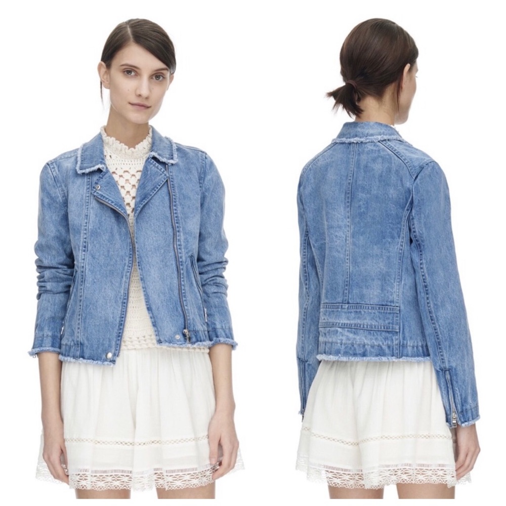 REBECCA TAYLOR Washed Denim Moto Jacket